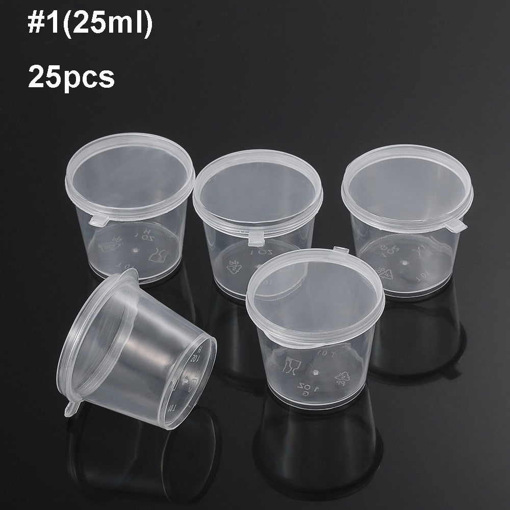10/25 stuks 25/27/40/45ml Plastic takeaway saus cup containers - Met deksel - Ideaal voor picknick - Bivakshop