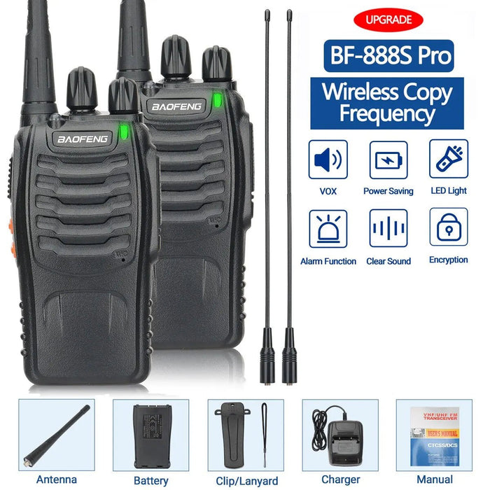1/2 PCS Baofeng BF 888S Walkie Talkie UHF 400 470MHz 888s Long Range Two Way Ham Radios Transceiver for Hunting Hotel - Bivakshop