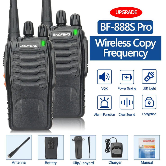 1/2 PCS Baofeng BF 888S Walkie Talkie UHF 400 470MHz 888s Long Range Two Way Ham Radios Transceiver for Hunting Hotel - Bivakshop