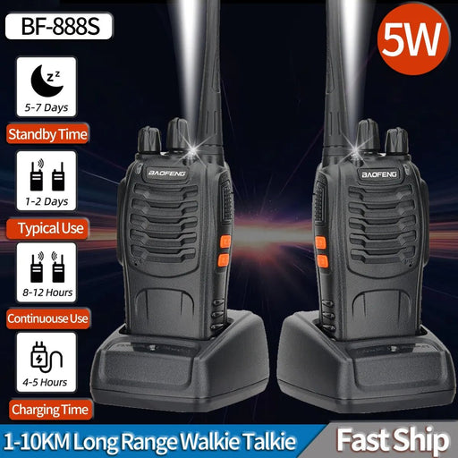 1/2 PCS Baofeng BF 888S Walkie Talkie UHF 400 470MHz 888s Long Range Two Way Ham Radios Transceiver for Hunting Hotel - Bivakshop