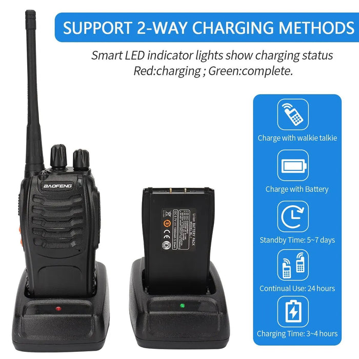 1/2 PCS Baofeng BF 888S Walkie Talkie UHF 400 470MHz 888s Long Range Two Way Ham Radios Transceiver for Hunting Hotel - Bivakshop