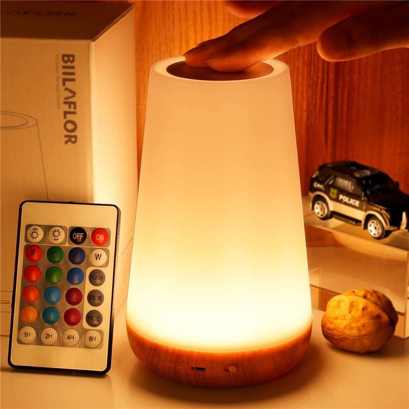 13 Kleur Veranderend Nachtlampje - Rgb Afstandsbediening - Dimbaar Touch - Usb Oplaadbaar - Bivakshop