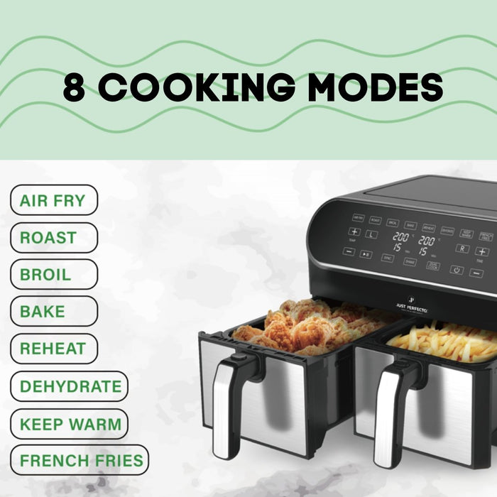 1700W 8in1 Airfryer XXL - 8L - Heteluchtfriteuse - 2 mandjes - Bivakshop