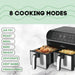 1700W 8in1 Airfryer XXL - 8L - Heteluchtfriteuse - 2 mandjes - Bivakshop