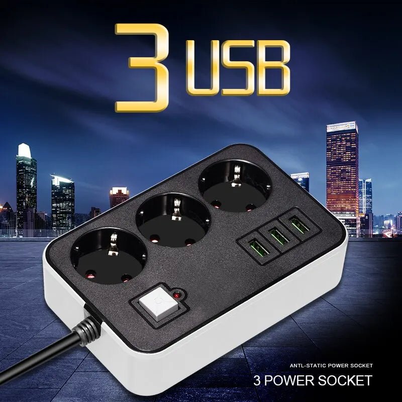 2 Round Power Strip USB Travel Adapter Socket Power Plug Eu 2M 3M 5M Extension Cable Kitchen Household Use Universal Charger - Bivakshop