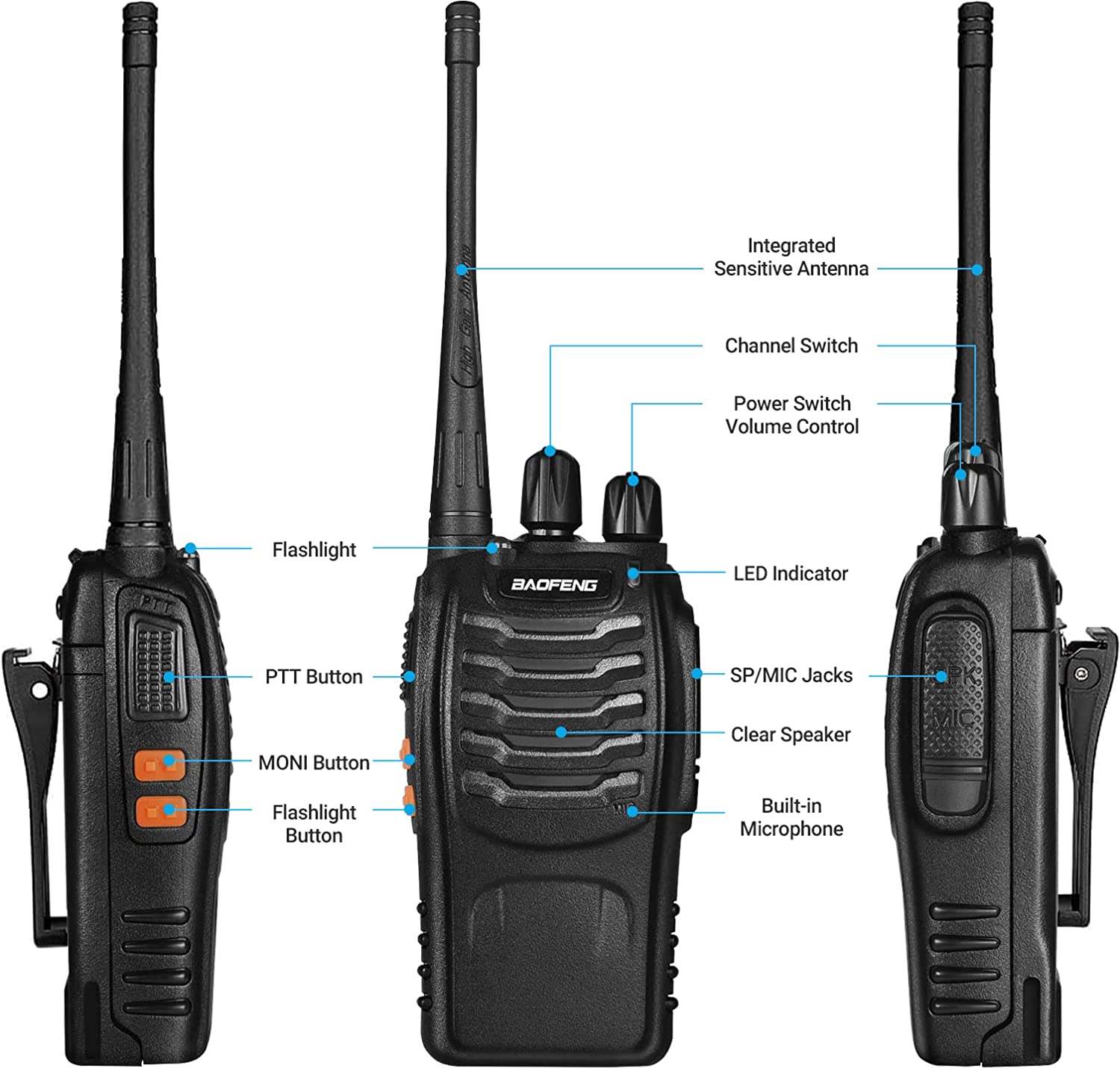 2 Stuks Baofeng BF-888S Walkie Talkie - Lange afstand twee radio's - Bivakshop