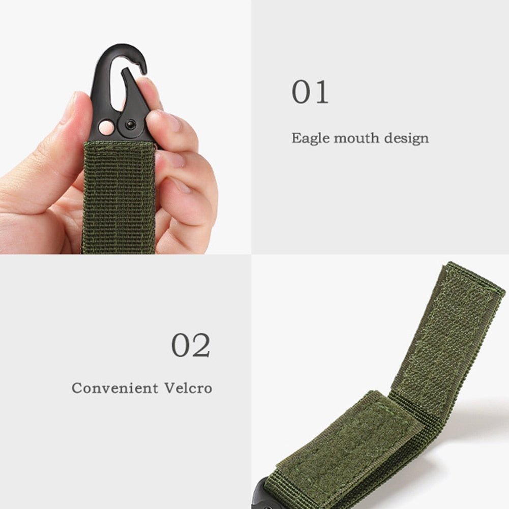 2 stuks Molle tactische gesp en sleutelhanger - Nylon - Driehoek - Karabijnhaak sleutelhanger - Bivakshop