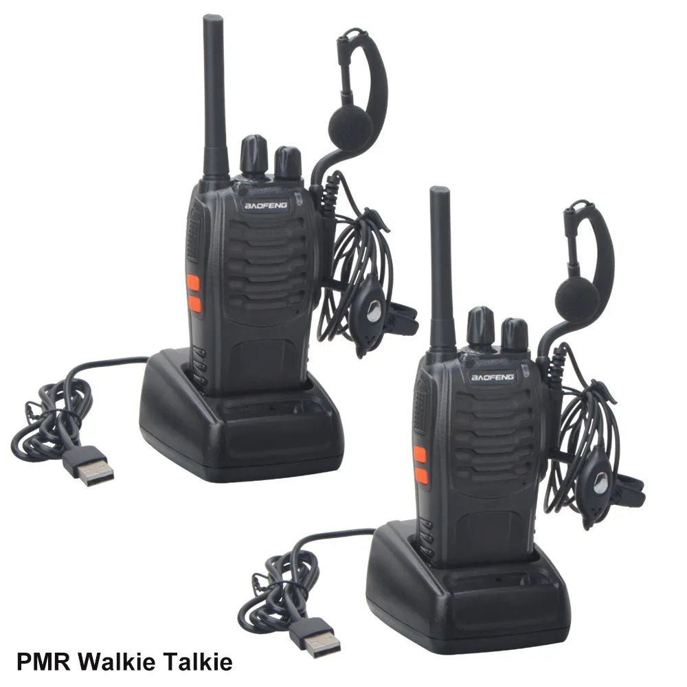 2 Stuks/pak walkie talkie baofeng BF-88E PMR 16 kanalen licentievrije radio met USB lader en oortelefoon - Bivakshop