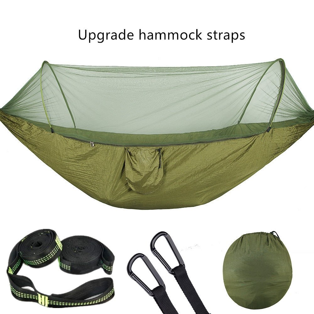 2023 Camping Hangmat met Klamboe - Pop-Up frame - Draagbaar - Parachutemateriaal - Bivakshop