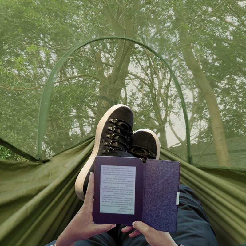 2023 Camping Hangmat met Klamboe - Pop-Up frame - Draagbaar - Parachutemateriaal - Bivakshop