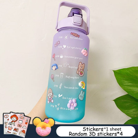 2L Grote capaciteit waterfles - Bounce cover tijd schaal herinnering - Frosted Cup - Bivakshop