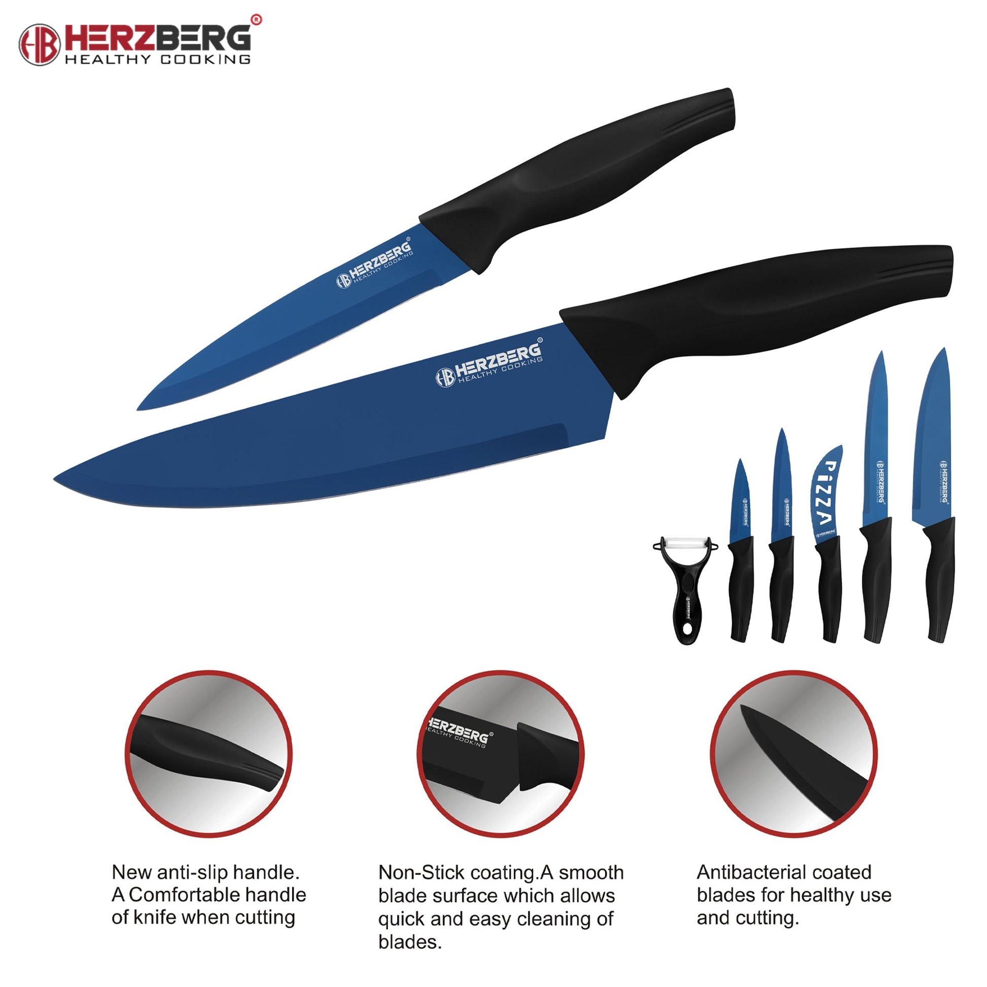 5-Delige messenset met marmercoating - RVS - Herzberg - Bivakshop