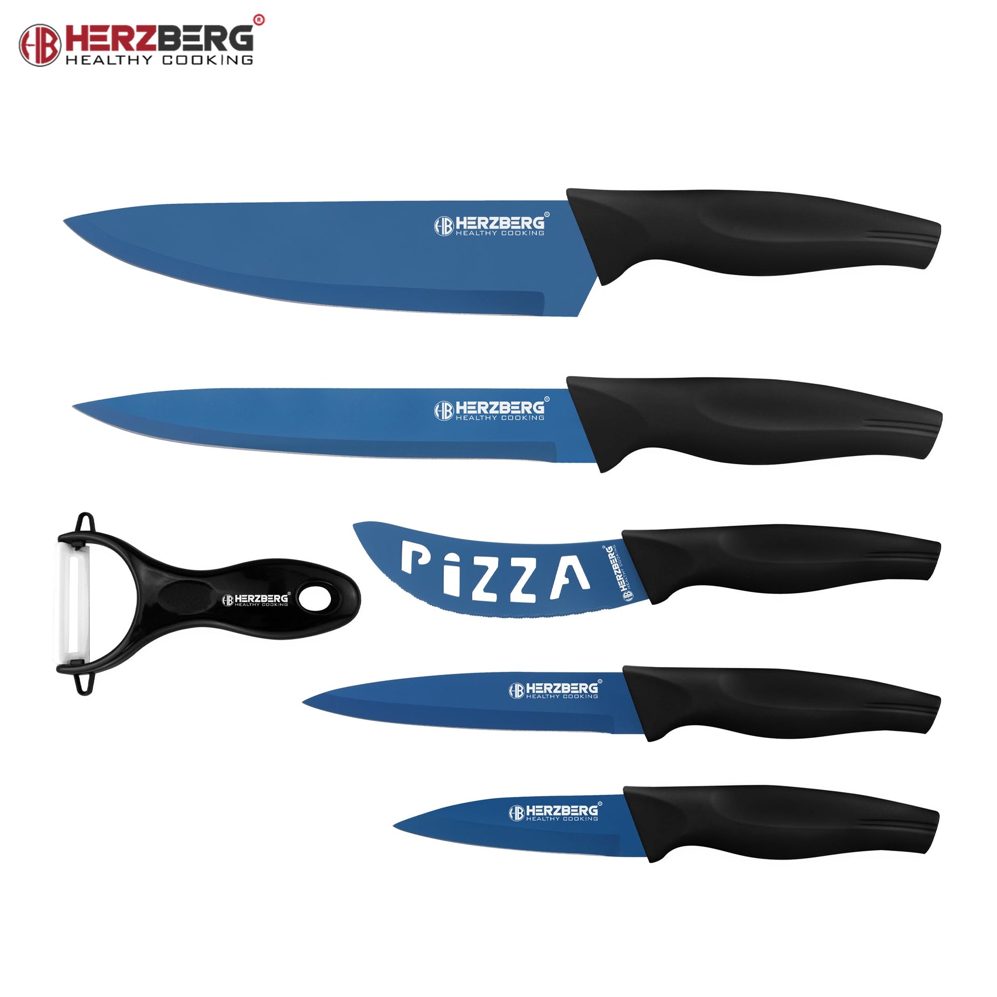5-Delige messenset met marmercoating - RVS - Herzberg - Bivakshop