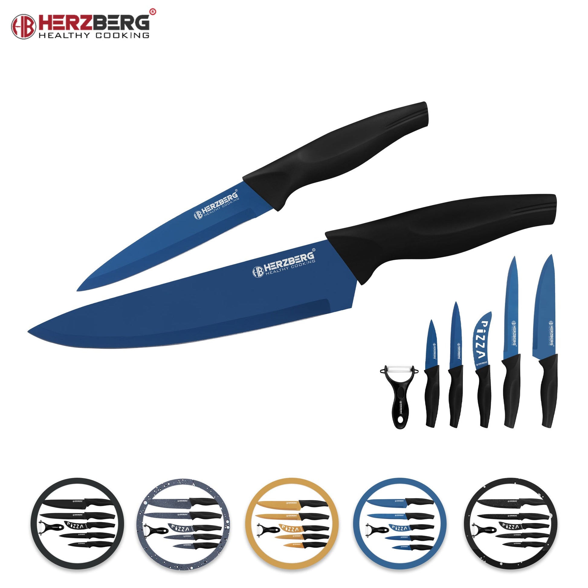 5-Delige messenset met marmercoating - RVS - Herzberg - Bivakshop