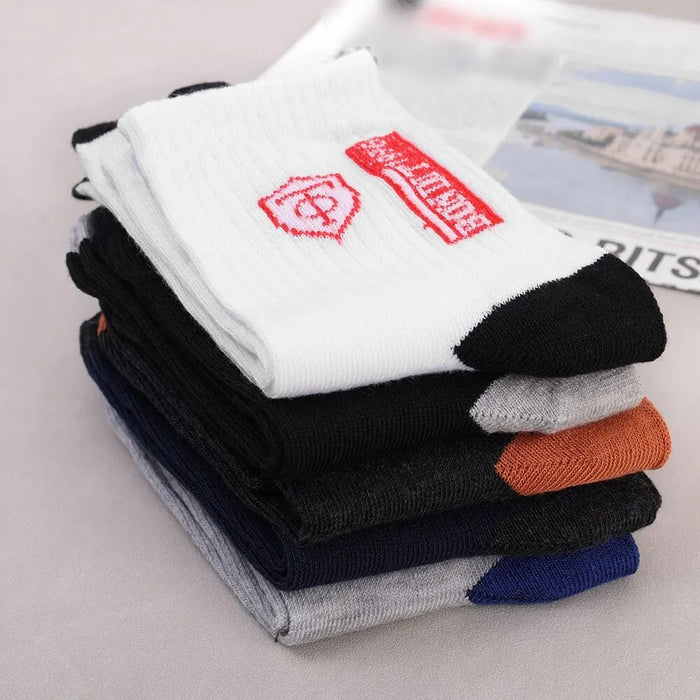 5 Paar ademende katoenen sportkousen voor heren bamboevezel herfst en winter sokken - Bivakshop