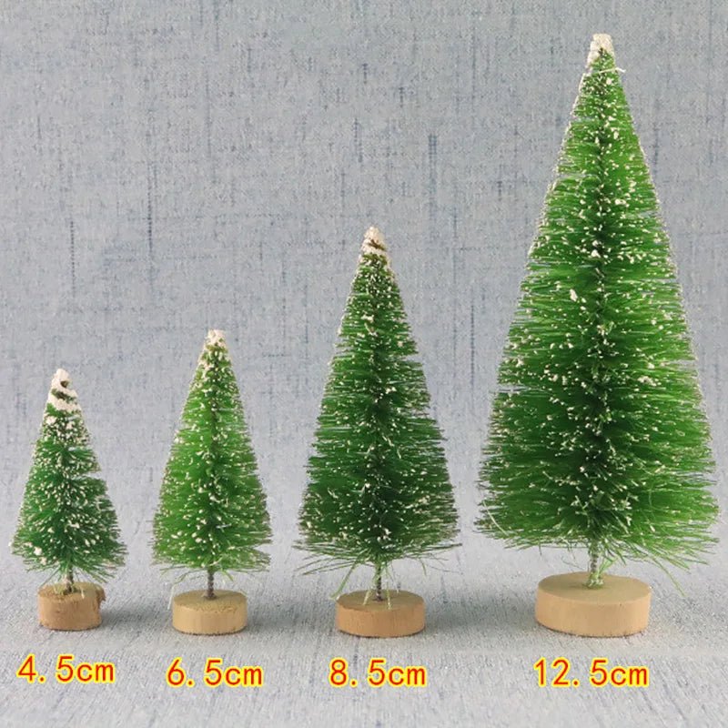 5 Stuks versierd kleine kerstboom - Ceder, Grenen en Sisal - Mini kerstboom ornamenten - Bivakshop