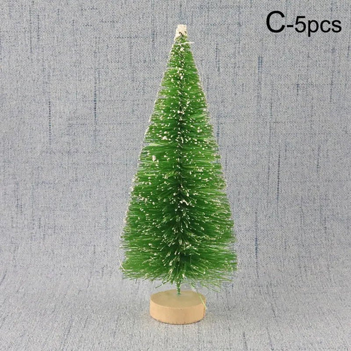 5 Stuks versierd kleine kerstboom - Ceder, Grenen en Sisal - Mini kerstboom ornamenten - Bivakshop