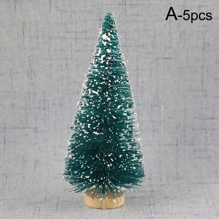 5 Stuks versierd kleine kerstboom - Ceder, Grenen en Sisal - Mini kerstboom ornamenten - Bivakshop
