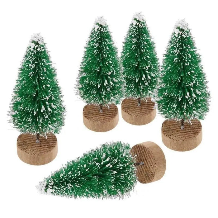 5 Stuks versierd kleine kerstboom - Ceder, Grenen en Sisal - Mini kerstboom ornamenten - Bivakshop