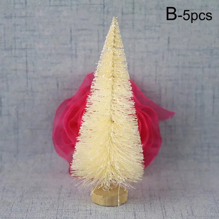 5 Stuks versierd kleine kerstboom - Ceder, Grenen en Sisal - Mini kerstboom ornamenten - Bivakshop