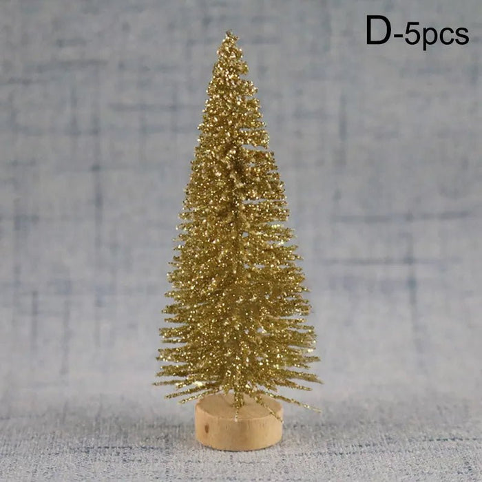 5 Stuks versierd kleine kerstboom - Ceder, Grenen en Sisal - Mini kerstboom ornamenten - Bivakshop