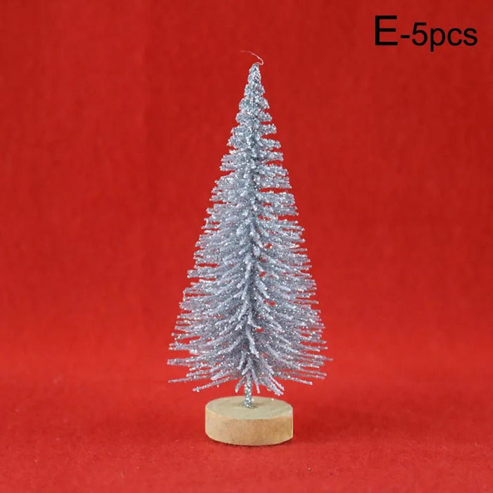 5 Stuks versierd kleine kerstboom - Ceder, Grenen en Sisal - Mini kerstboom ornamenten - Bivakshop