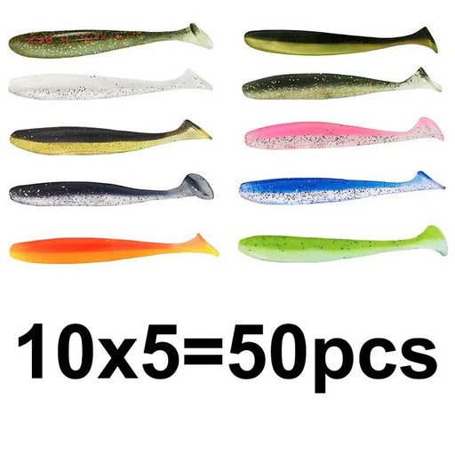 50 stuks zachte kunstaas siliconen lokstof set - Perfect voor zeevissen en zoetwater - Bivakshop