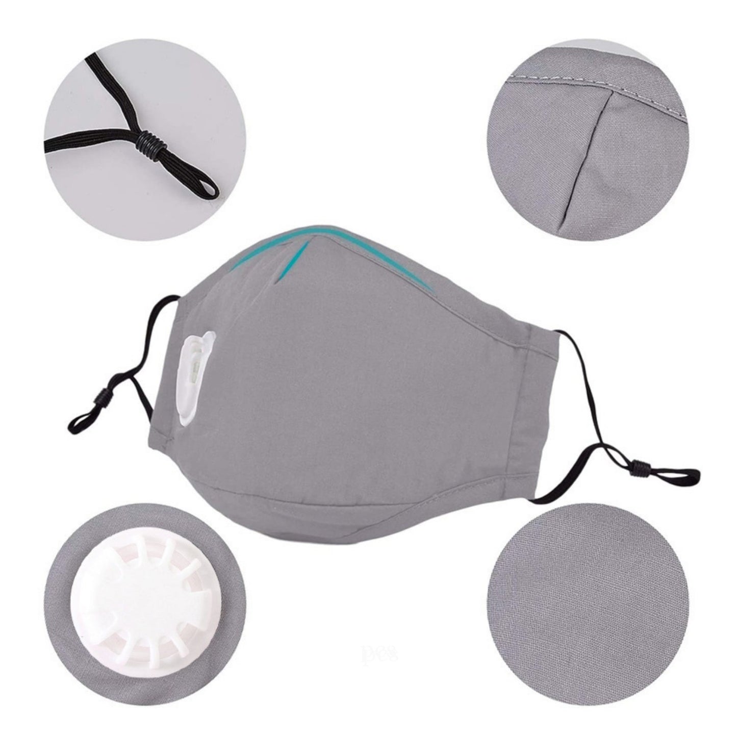 6 Wasbaar Katoenen Maskers - Koolstof 2-Filters - 8 beschermingslagen - Bivakshop