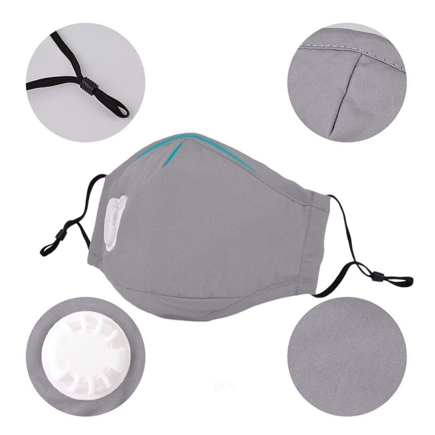 6 Wasbaar Katoenen Maskers - Koolstof 2-Filters - 8 beschermingslagen - Bivakshop