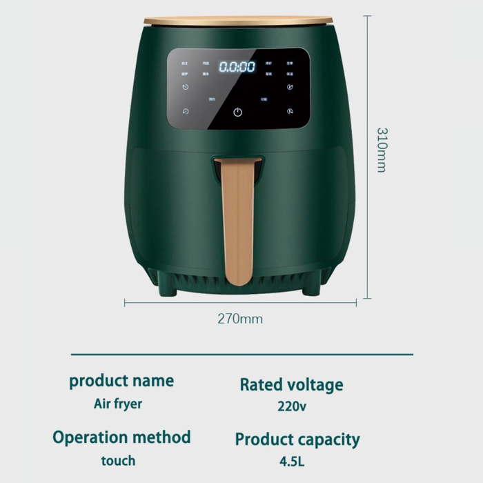 Cheffinger CF-AFRY4.5: 1400W Digitale LED Airfryer - 4,5 Liter Zwart
