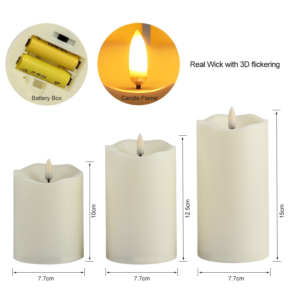 LED kaarsen 3-stuks | vlamloze en veilige candle lights | led kaars | afstandsbediening timer dimfunctie vlameffect