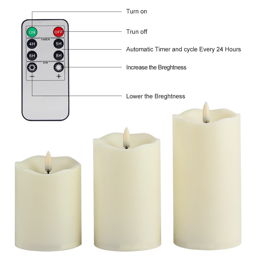 LED kaarsen 3-stuks | vlamloze en veilige candle lights | led kaars | afstandsbediening timer dimfunctie vlameffect