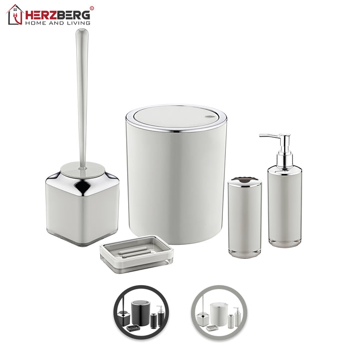 Herzberg HG-OKY6321: 5-piece bathroom set - double layer, color black