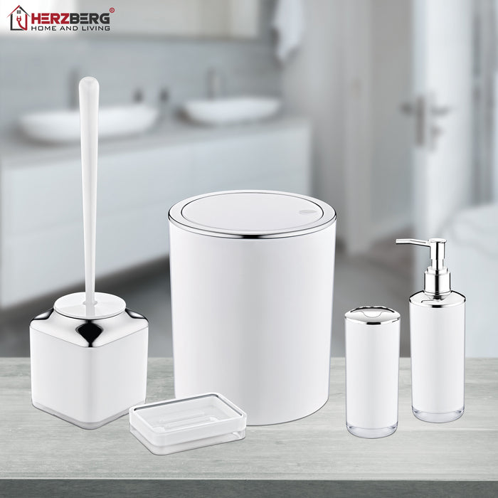 Herzberg HG-OKY6321: 5-piece bathroom set - double layer, color black