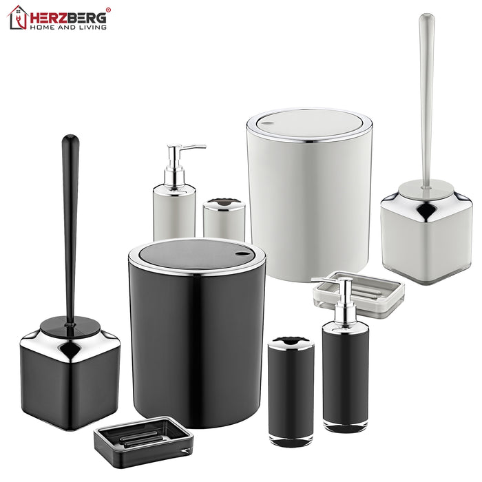 Herzberg HG-OKY6321: 5-piece bathroom set - double layer, color black