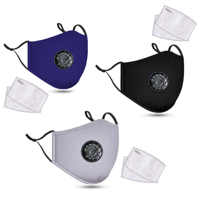 PM2.5M: Wasbaar katoenen masker met 2 actieve koolfilters, grijs