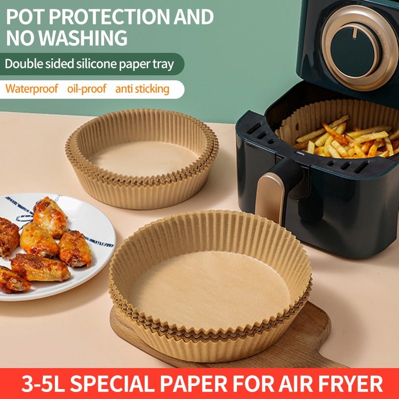 Airfryer wegwerp bakpapier - 50 stuks - Papier Siliconen -Absorberend Papier - Bivakshop
