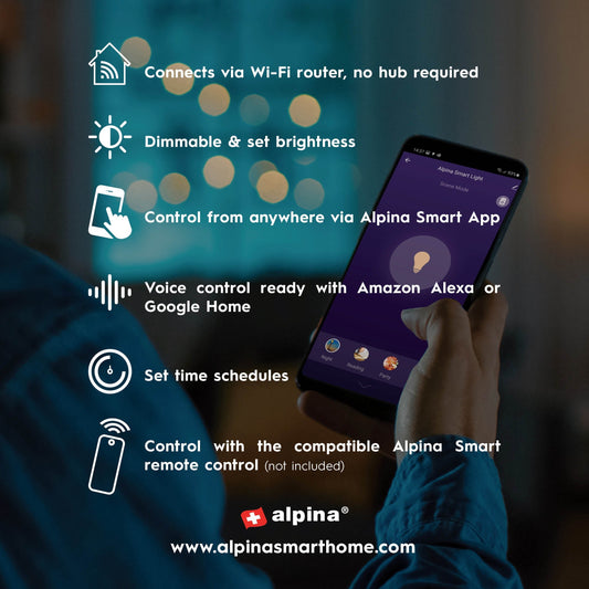 Alpina smart ledlamp E27 5W B - Sfeervolle verlichting met smart functionaliteit - Bivakshop
