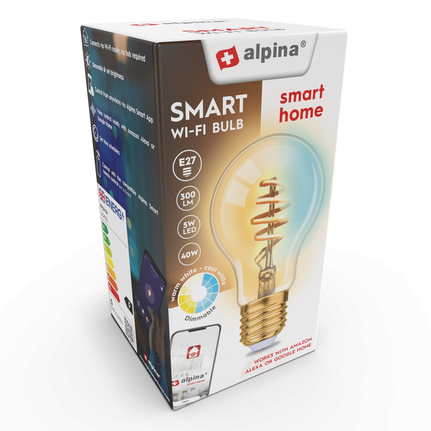Alpina smart ledlamp E27 5W B - Sfeervolle verlichting met smart functionaliteit - Bivakshop