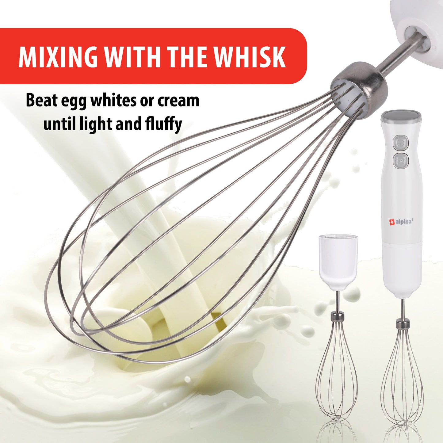 Alpina Staafmixer 2 Snelheden 250W - Multifunctionele Set met Blender, Hakmolen en Garde - Bivakshop