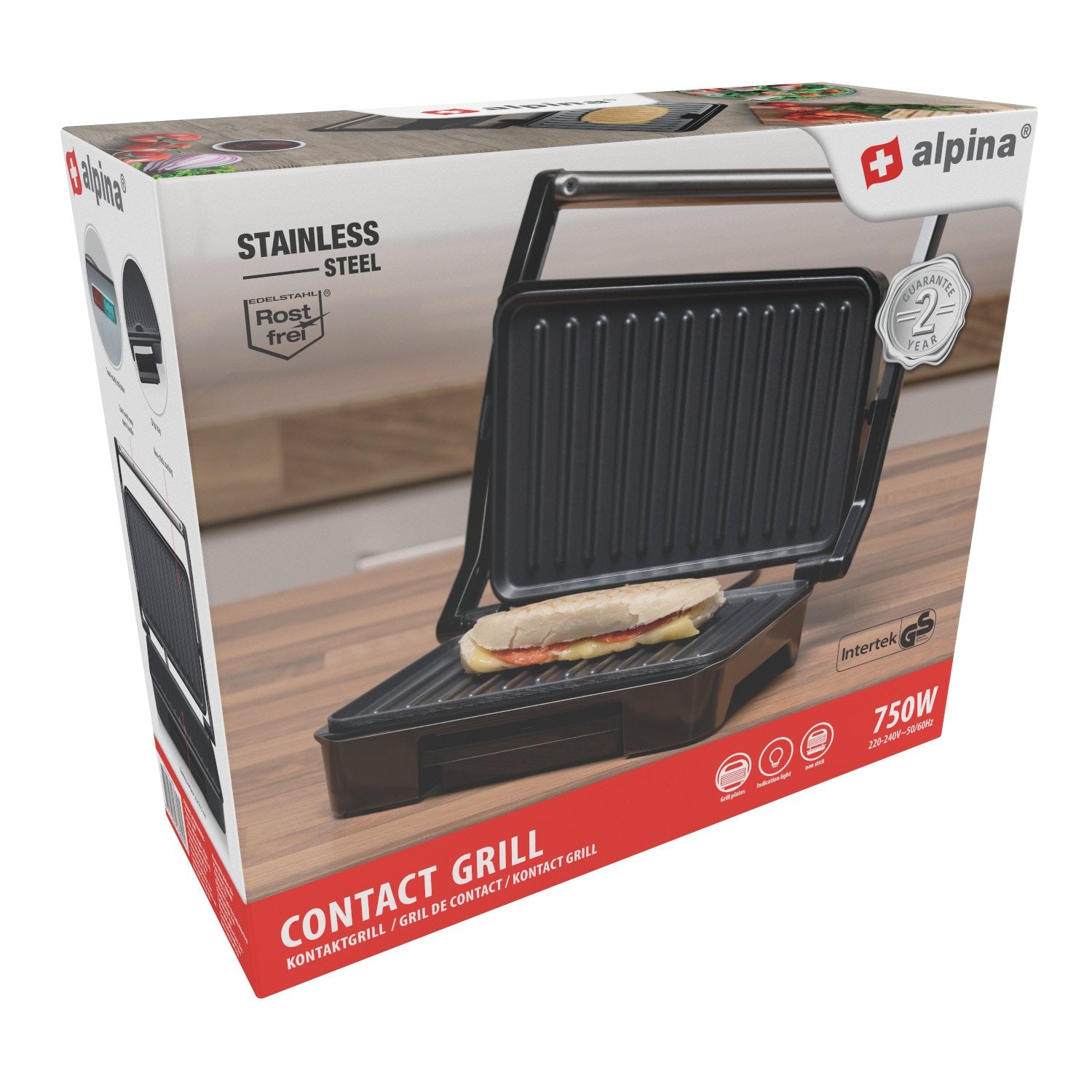 Alpina SW5001 contactgrill - Compact en krachtig (750W) - Bivakshop