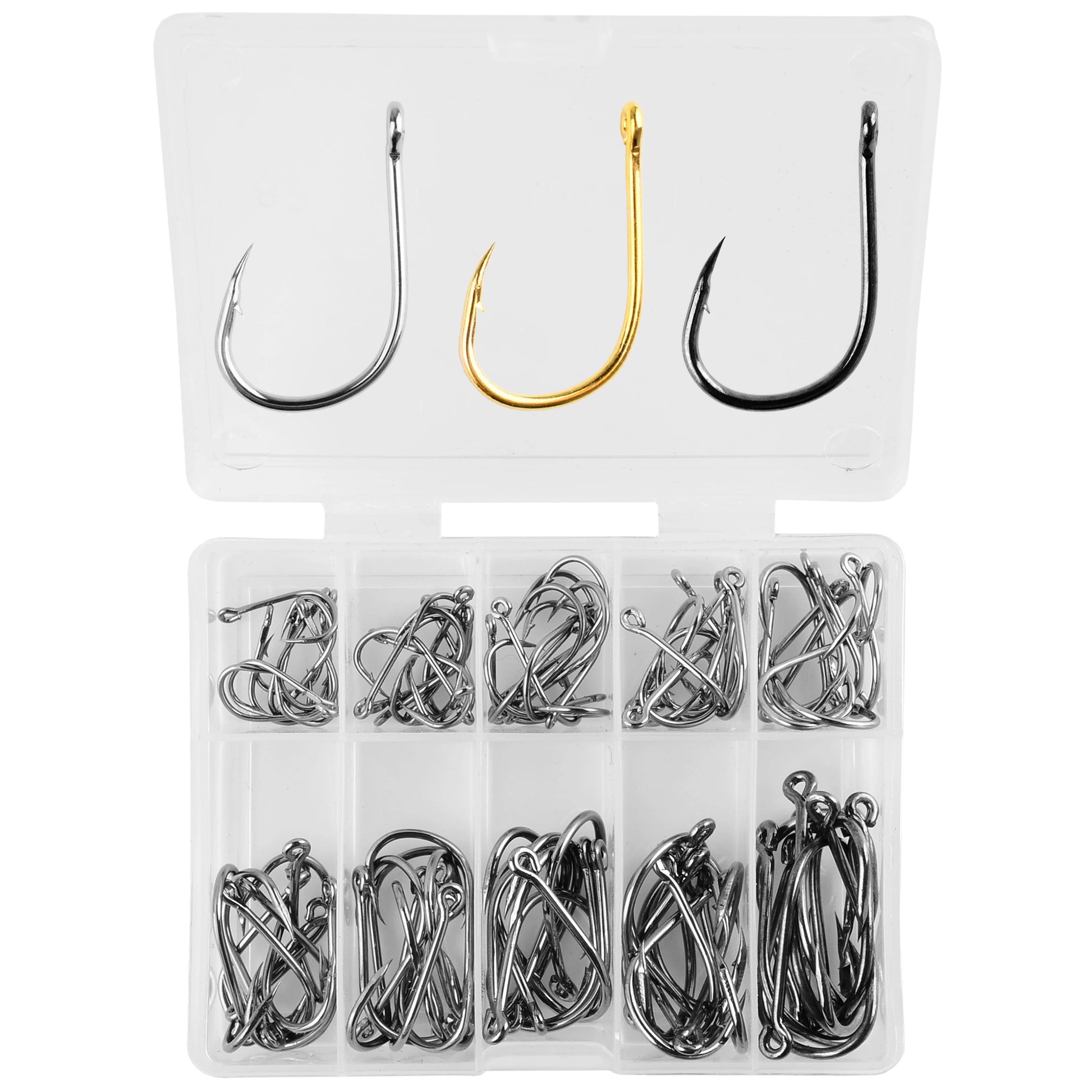 AOrace 100 stuks vishaakjes set - Koolstofstalen enkele cirkel haken - Bivakshop