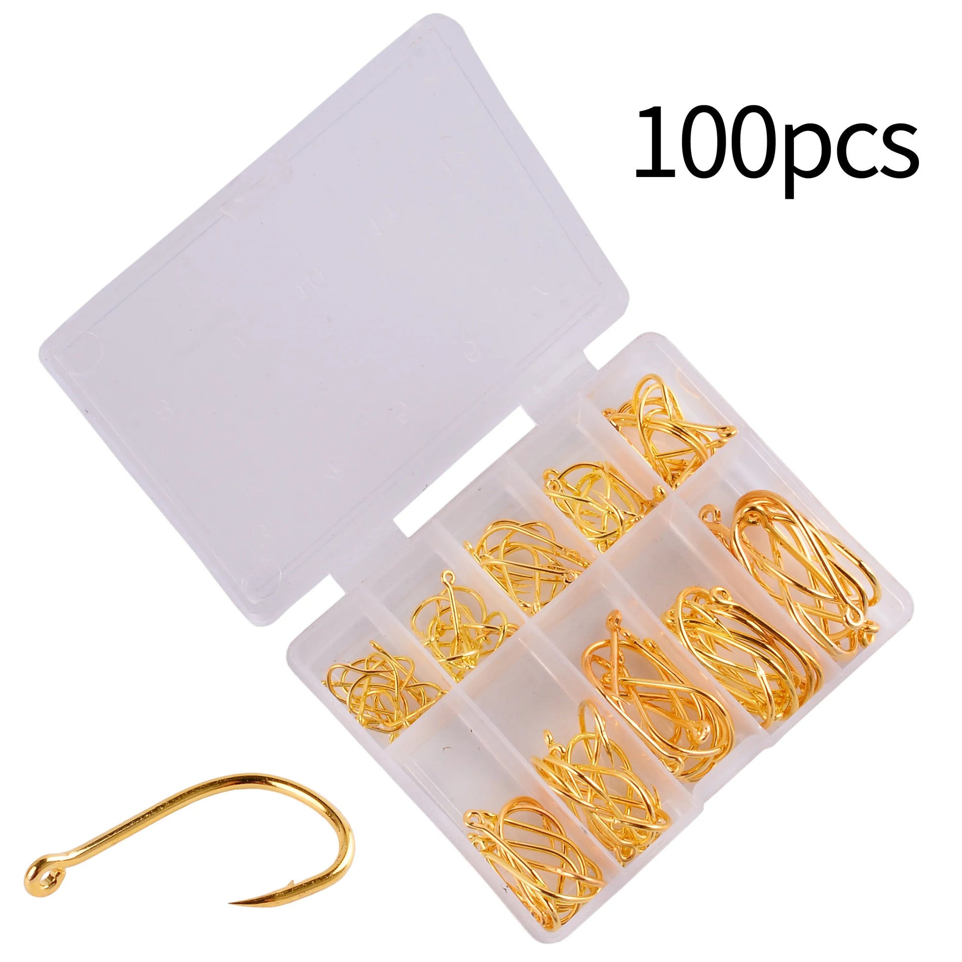 AOrace 100 stuks vishaakjes set - Koolstofstalen enkele cirkel haken - Bivakshop