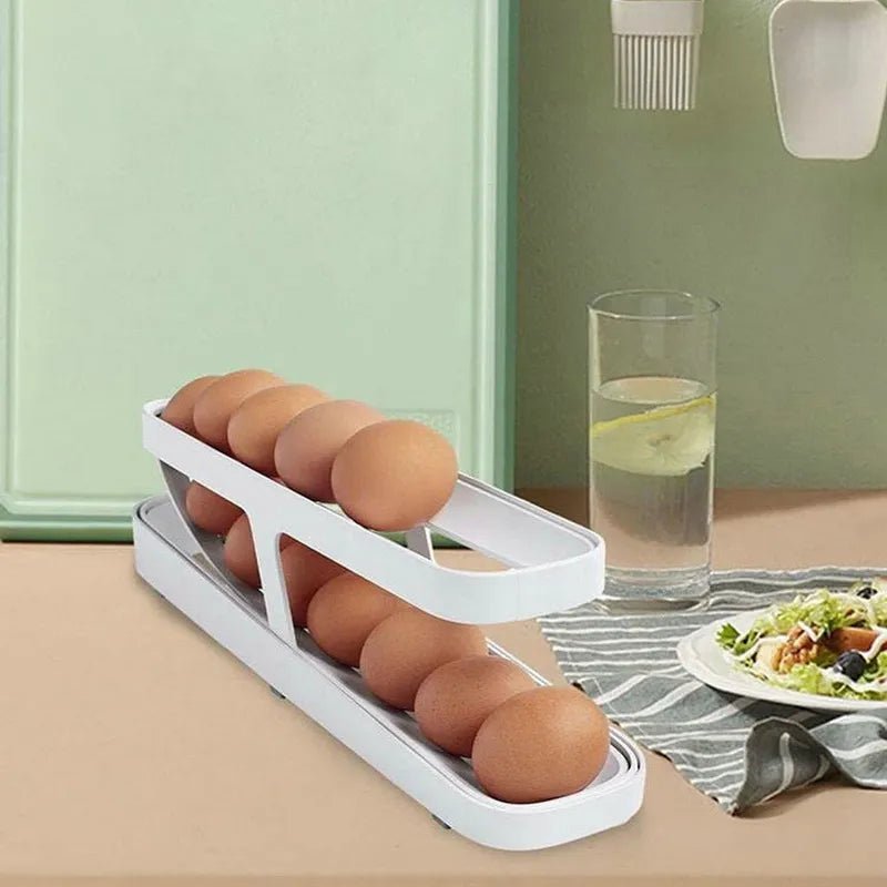 Automatische scrollende eierrek houder - Ruimtebesparende koelkast organizer - Bivakshop