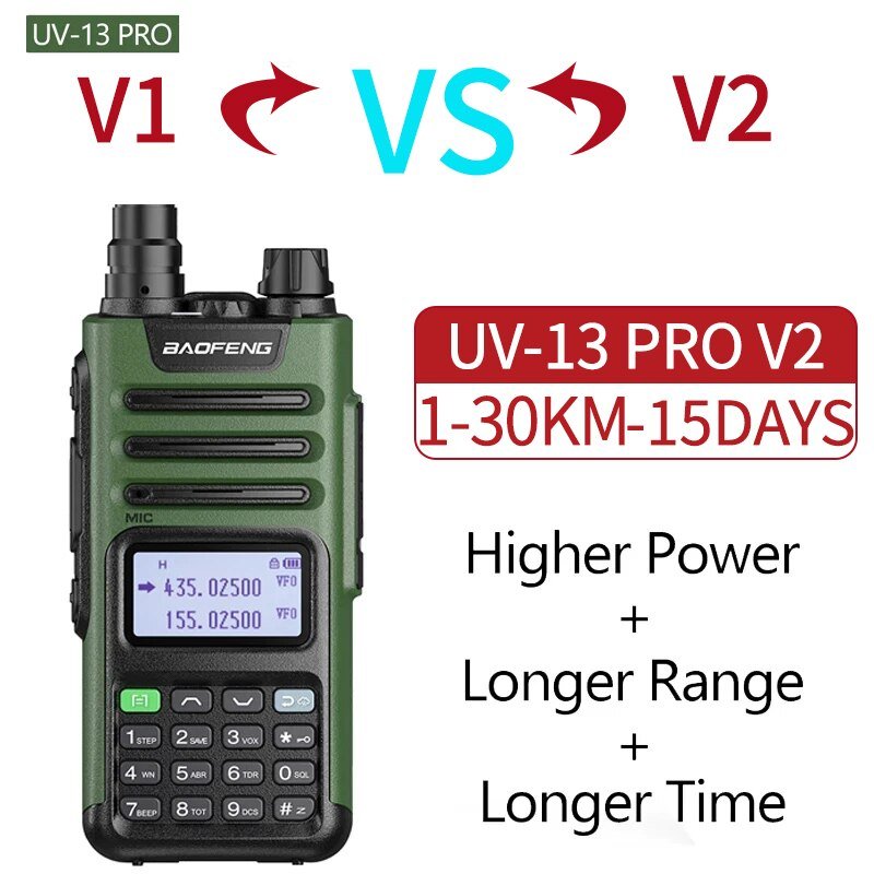 Baofeng UV-13 Pro V1 V2 High Power Dual Band Walkie Talkie - Type C Oplader - 16 Km Lange Afstand Transceiver - Bivakshop