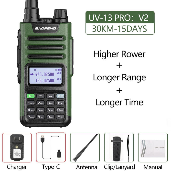 Baofeng UV-13 Pro V1 V2 High Power Dual Band Walkie Talkie - Type C Oplader - 16 Km Lange Afstand Transceiver - Bivakshop