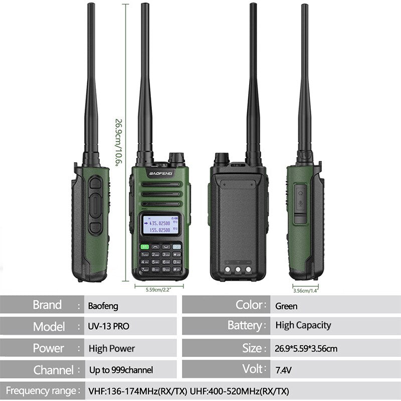Baofeng UV-13 Pro V1 V2 High Power Dual Band Walkie Talkie - Type C Oplader - 16 Km Lange Afstand Transceiver - Bivakshop