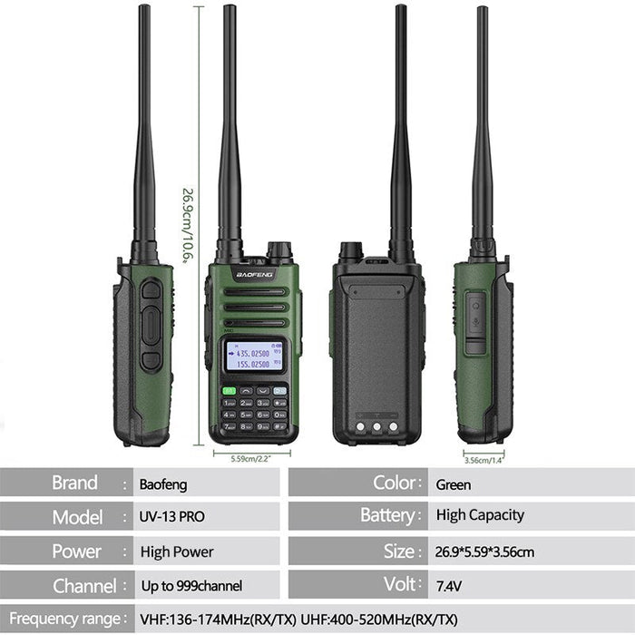 Baofeng UV-13 Pro V1 V2 High Power Dual Band Walkie Talkie - Type C Oplader - 16 Km Lange Afstand Transceiver - Bivakshop