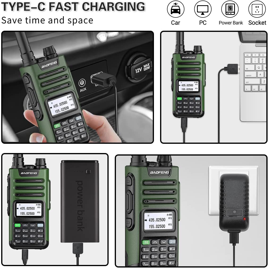 Baofeng UV-13 Pro V1 V2 High Power Dual Band Walkie Talkie - Type C Oplader - 16 Km Lange Afstand Transceiver - Bivakshop