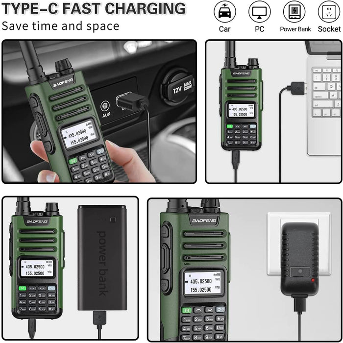 Baofeng UV-13 Pro V1 V2 High Power Dual Band Walkie Talkie - Type C Oplader - 16 Km Lange Afstand Transceiver - Bivakshop